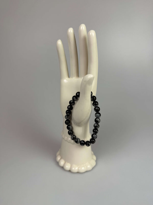 Armband sneeuwvlok obsidiaan