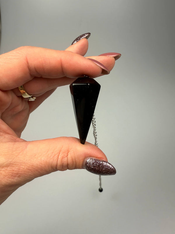 Zwarte obsidiaan pendel - rvs