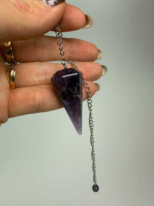 Amethist pendel - rvs